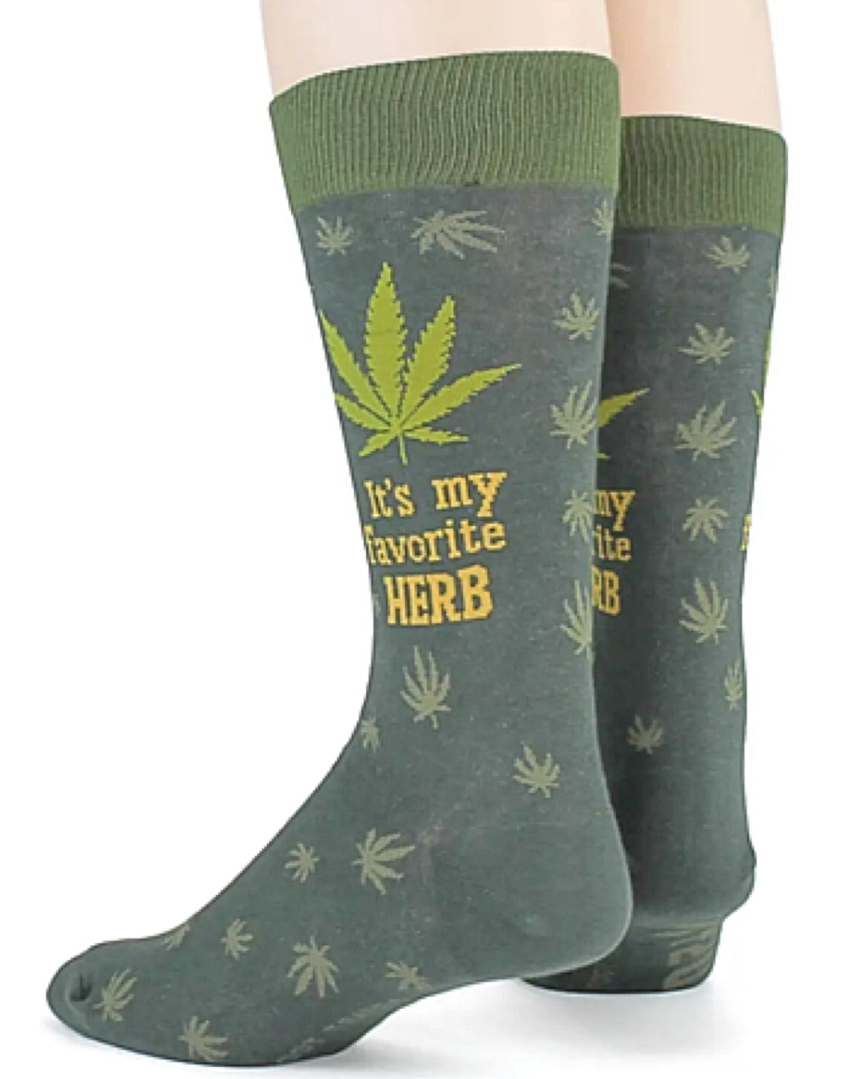 FOOT TRAFFIC Brand Mens MARIJUANA 420 Socks ‘IT’S MY FAVORITE HERB’ - Novelty Socks for Less