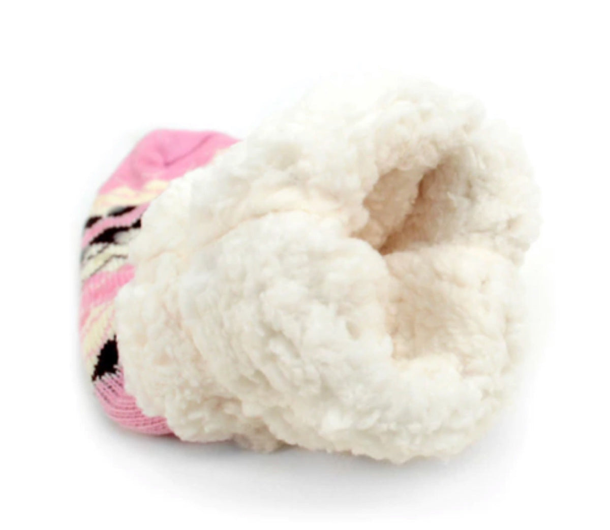 NOLLIA BRAND Ladies Pink Winter Theme Non-Skid Sherpa Slipper Socks - Novelty Socks for Less