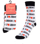 PARQUET Brand Ladies ‘I LOVE JESUS’ Socks - Novelty Socks for Less