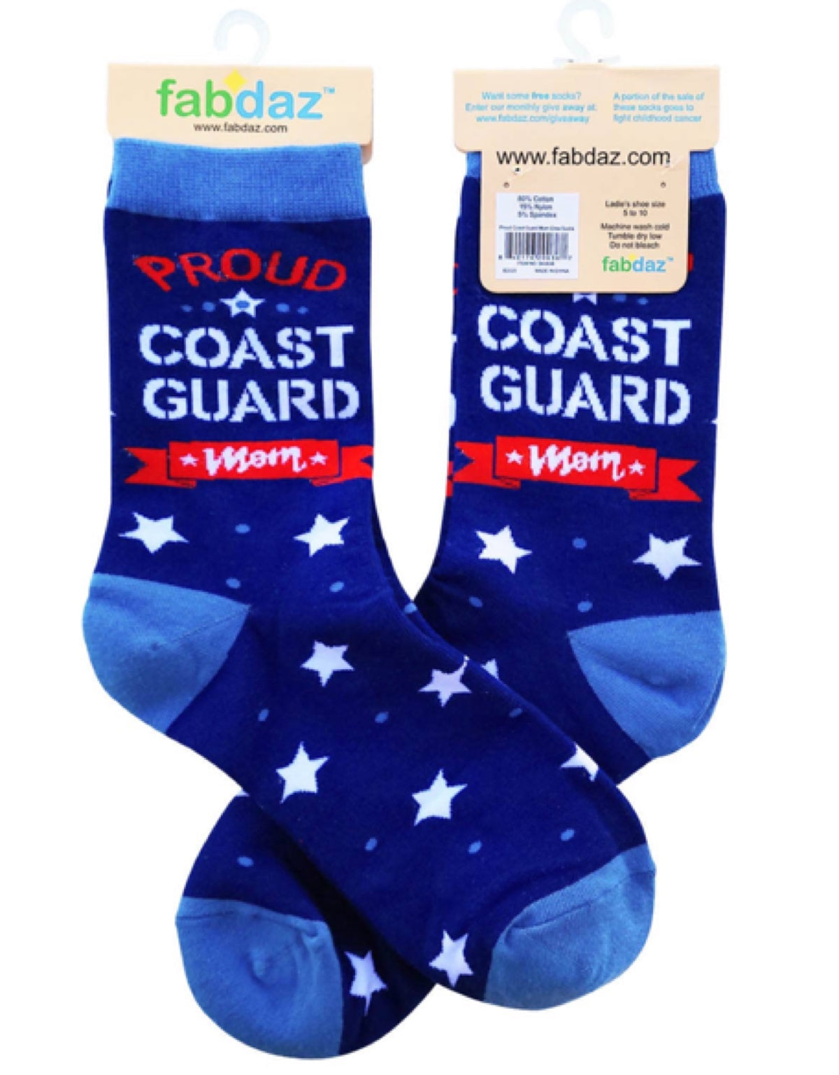 FABDAZ Brand Ladies PROUD COAST GUARD MOM Socks - Novelty Socks for Less