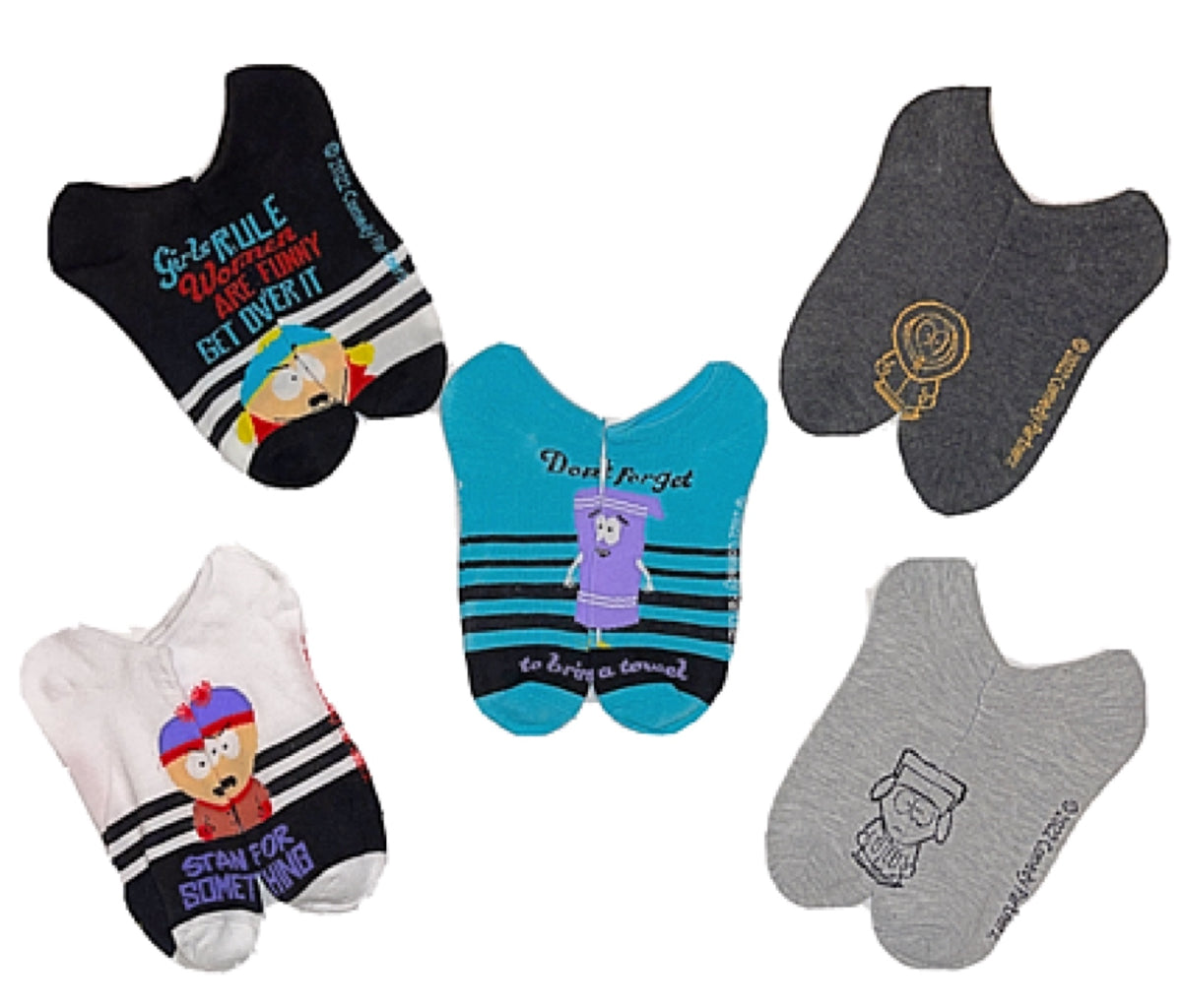 SOUTH PARK LADIES 5 PAIR OF NO SHOW SOCKS TOWLIE - Novelty Socks for Less