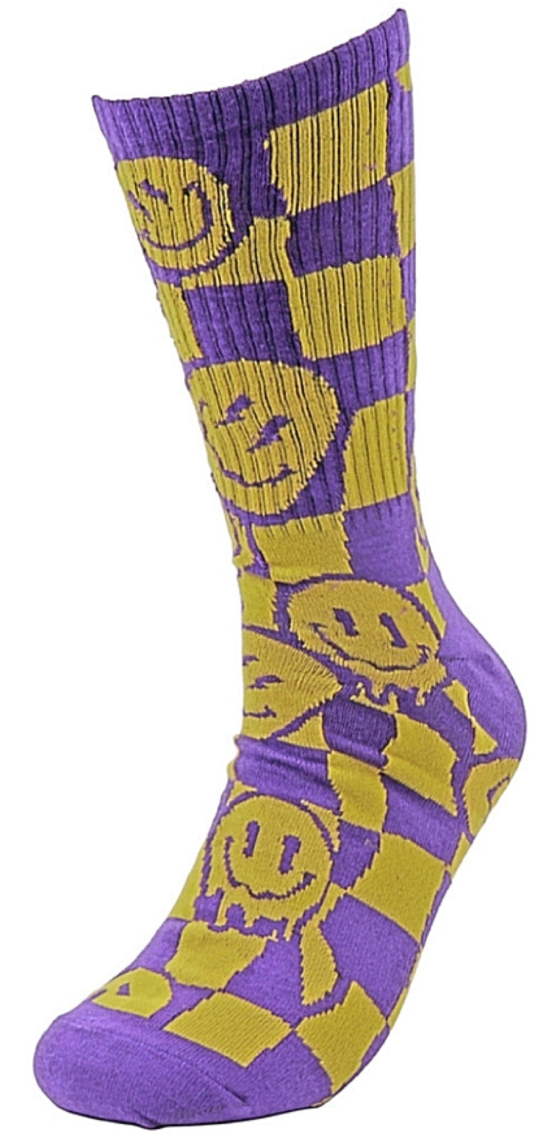 PARQUET Brand Men’s CHECKERBOARD SMILEY FACE Socks (CHOOSE COLOR) - Novelty Socks for Less