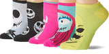 DISNEY NIGHTMARE BEFORE CHRISTMAS Ladies 5 Pair Of No Show Socks JACK, SALLY, ZERO - Novelty Socks for Less