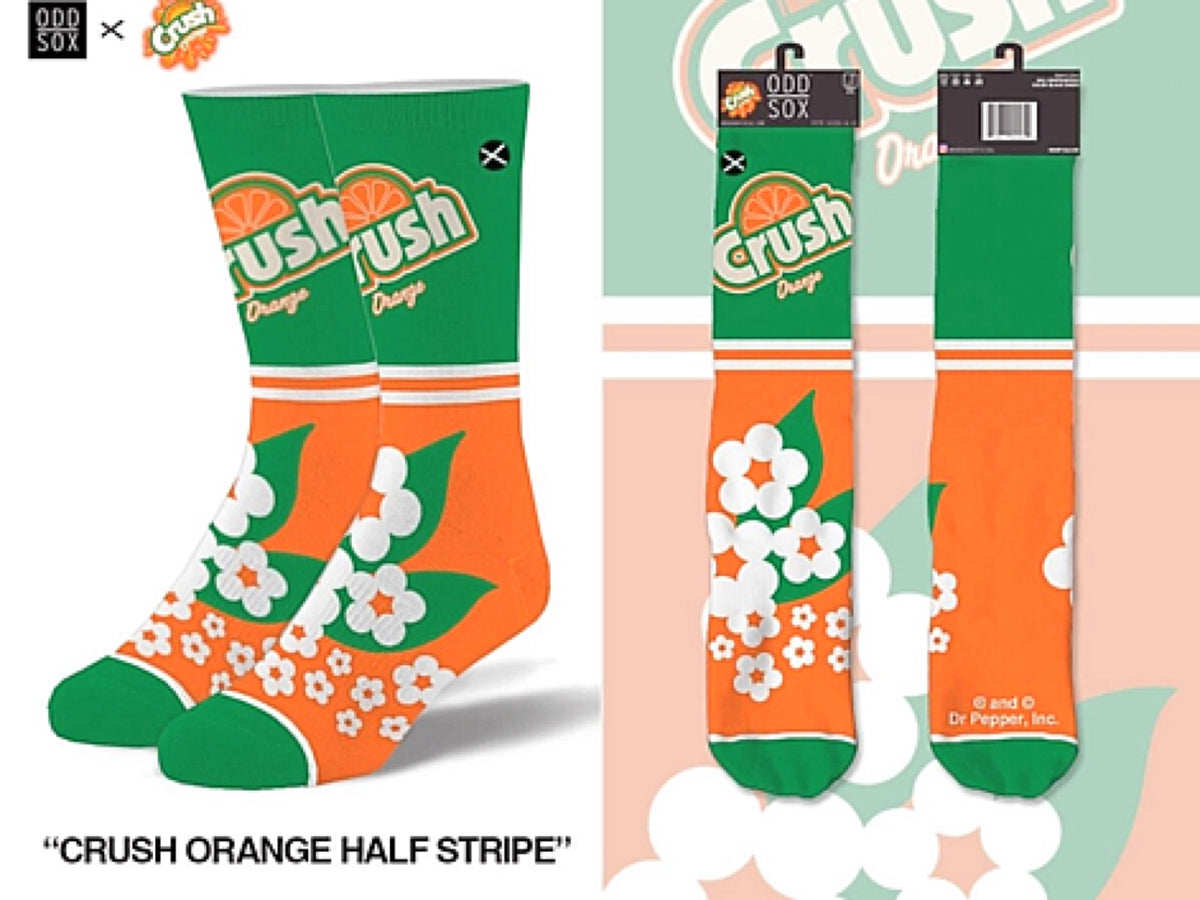 ODD SOX Brand Men’s ORANGE CRUSH SODA Socks - Novelty Socks for Less
