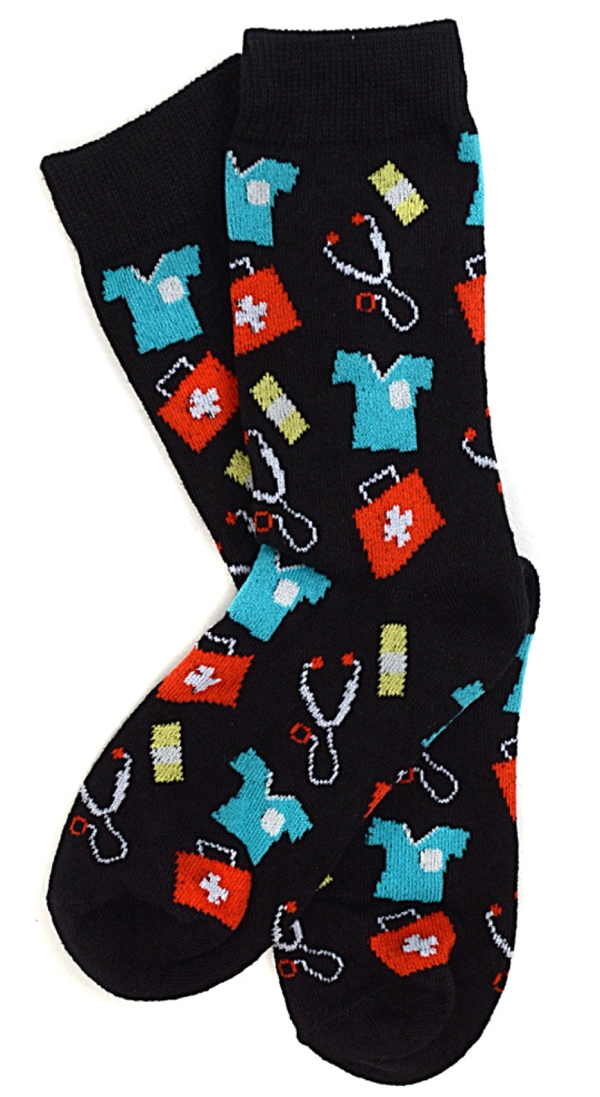 Parquet Brand LADIES DOCTORS, NURSE MEDICAL Socks WITH SCRUBS, STETHOSCOPE, BAND-AIDS - Novelty Socks for Less