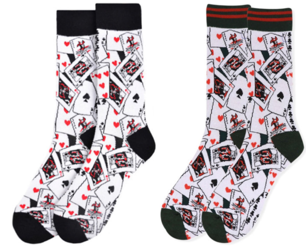 PARQUET BRAND MEN’S PLAYING CARDS POKER SOCKS (CHOOSE COLOR) - Novelty Socks for Less