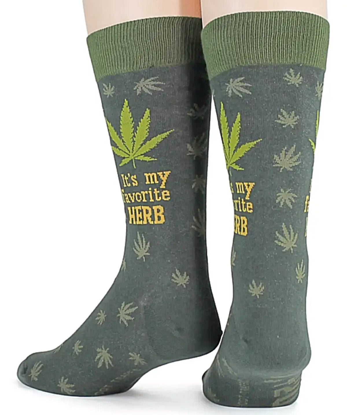 FOOT TRAFFIC Brand Mens MARIJUANA 420 Socks ‘IT’S MY FAVORITE HERB’ - Novelty Socks for Less