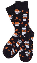 PARQUET BRAND LADIES Coffee Socks Coffee Cups & Coffee Beans - Novelty Socks for Less