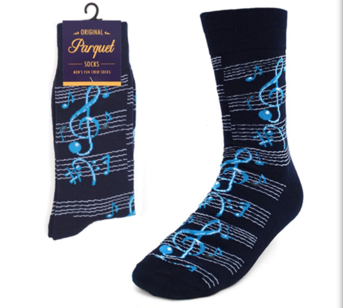 PARQUET Brand Men’s BLACK MUSICAL NOTES Socks - Novelty Socks for Less