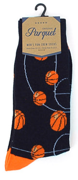 PARQUET BRAND MEN’S BLACK BASKETBALL CREW SOCKS - Novelty Socks for Less