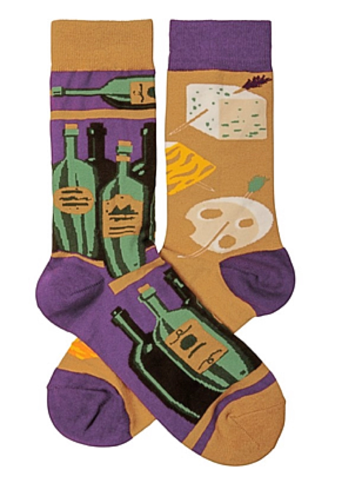 PRIMITIVES BY KATHY Unisex WINE & CHEESE Socks - Novelty Socks for Less