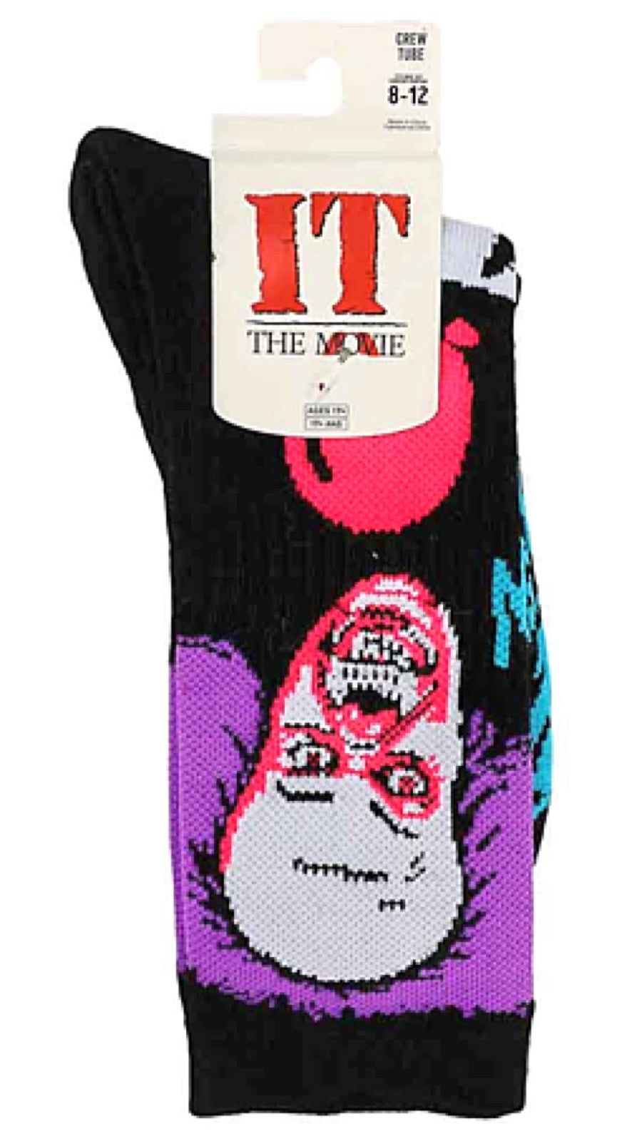 IT THE MOVIE MEN’S CLASSIC BLACK LIGHT SOCKS BIOWORLD BRAND - Novelty Socks for Less