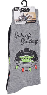 STAR WARS MANDALORIAN Men’s 2 Pair Of CHRISTMAS BABY YODA Socks - Novelty Socks for Less