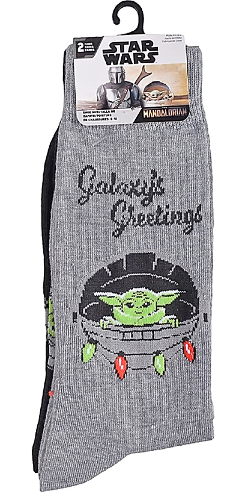 STAR WARS MANDALORIAN Men’s 2 Pair Of CHRISTMAS BABY YODA Socks - Novelty Socks for Less
