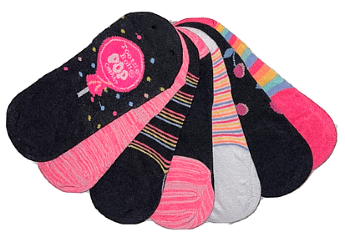 TOOTSIE ROLL POP Ladies 7 Pair Of No Show Liner Socks - Novelty Socks for Less