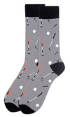 PARQUET Brand Men’s GOLF Socks GOLF BALLS & CLUBS (CHOOSE COLOR GRAY OR BLACK) - Novelty Socks for Less