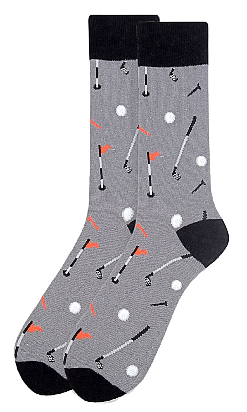 PARQUET Brand Men’s GOLF Socks GOLF BALLS & CLUBS (CHOOSE COLOR GRAY OR BLACK) - Novelty Socks for Less