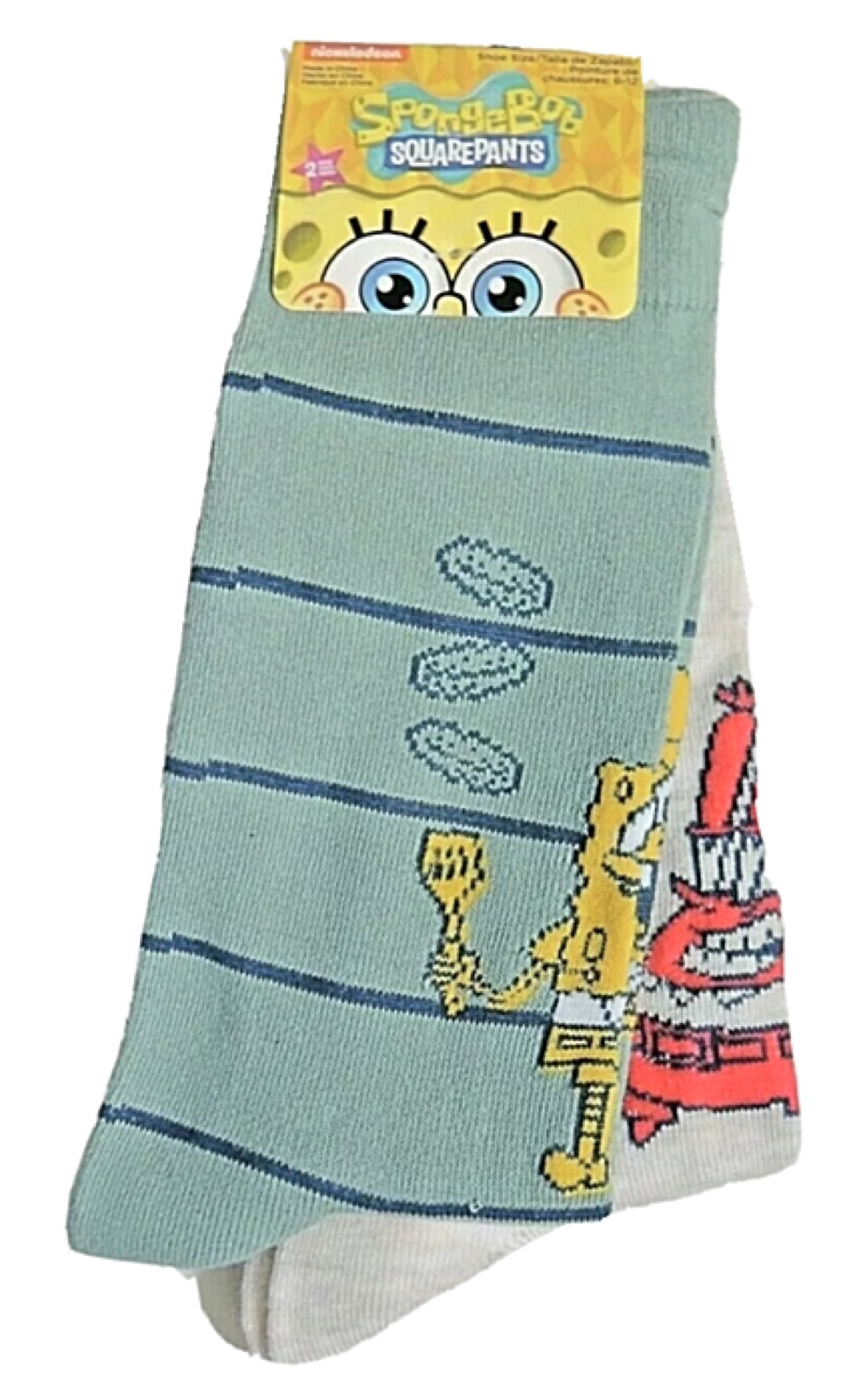 SPONGEBOB SQUAREPANTS MEN’S 2 PAIR OF SOCKS With MR. KRABS - Novelty Socks for Less