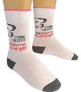 FUNATIC Brand Unisex ‘I THINK I SEIZED THE WRONG F-N DAY’ - Novelty Socks for Less