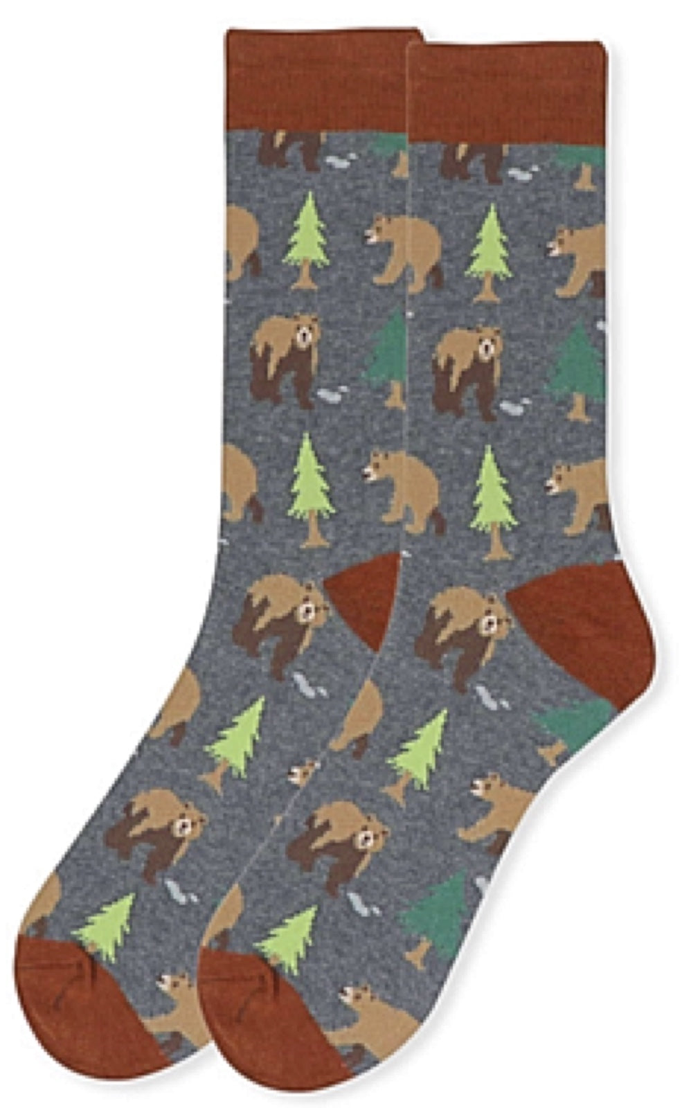 PARQUET Men's Gray with BROWN BEAR Socks - Novelty Socks for Less