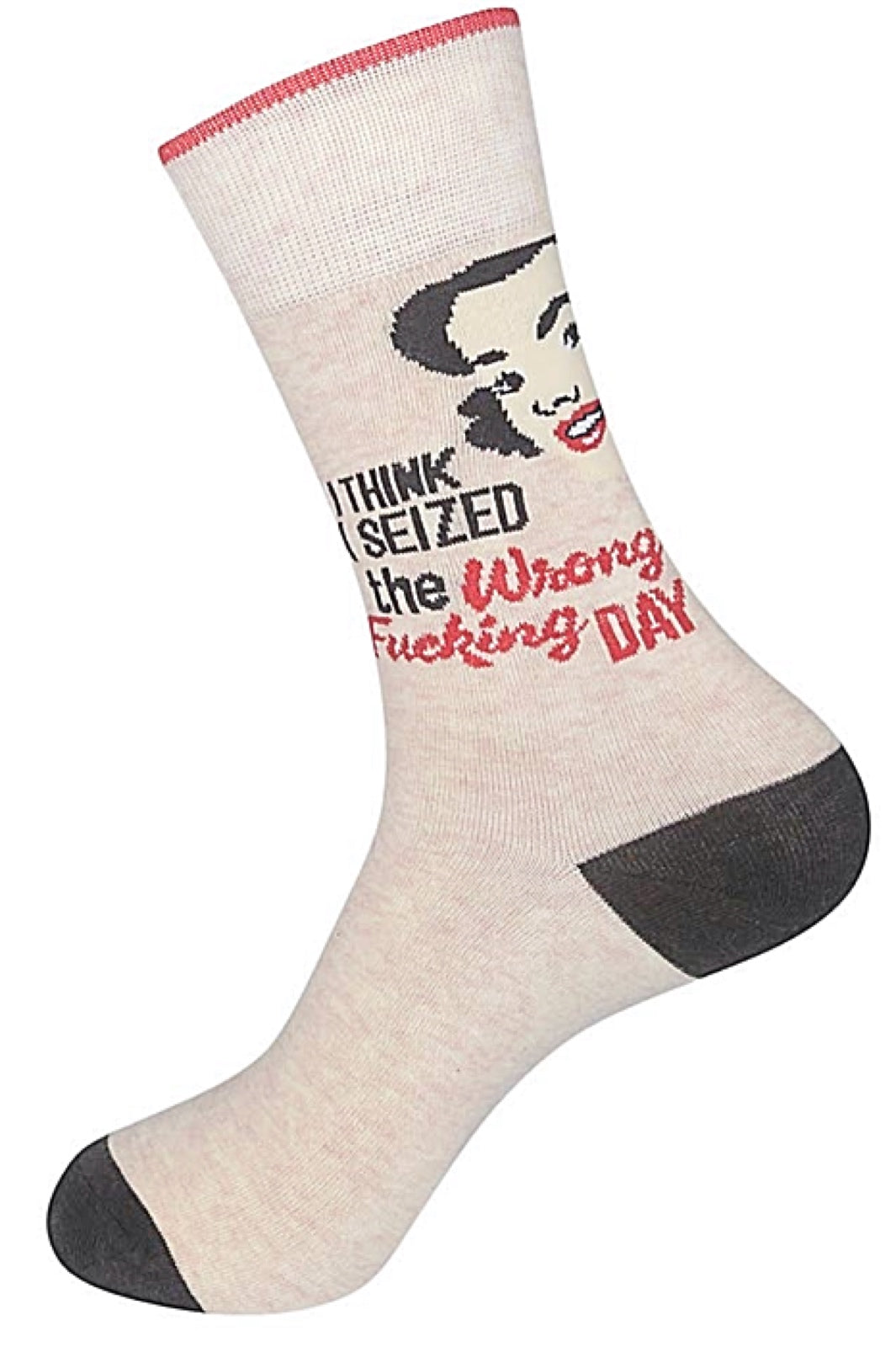 FUNATIC Brand Unisex ‘I THINK I SEIZED THE WRONG F-N DAY’ - Novelty Socks for Less