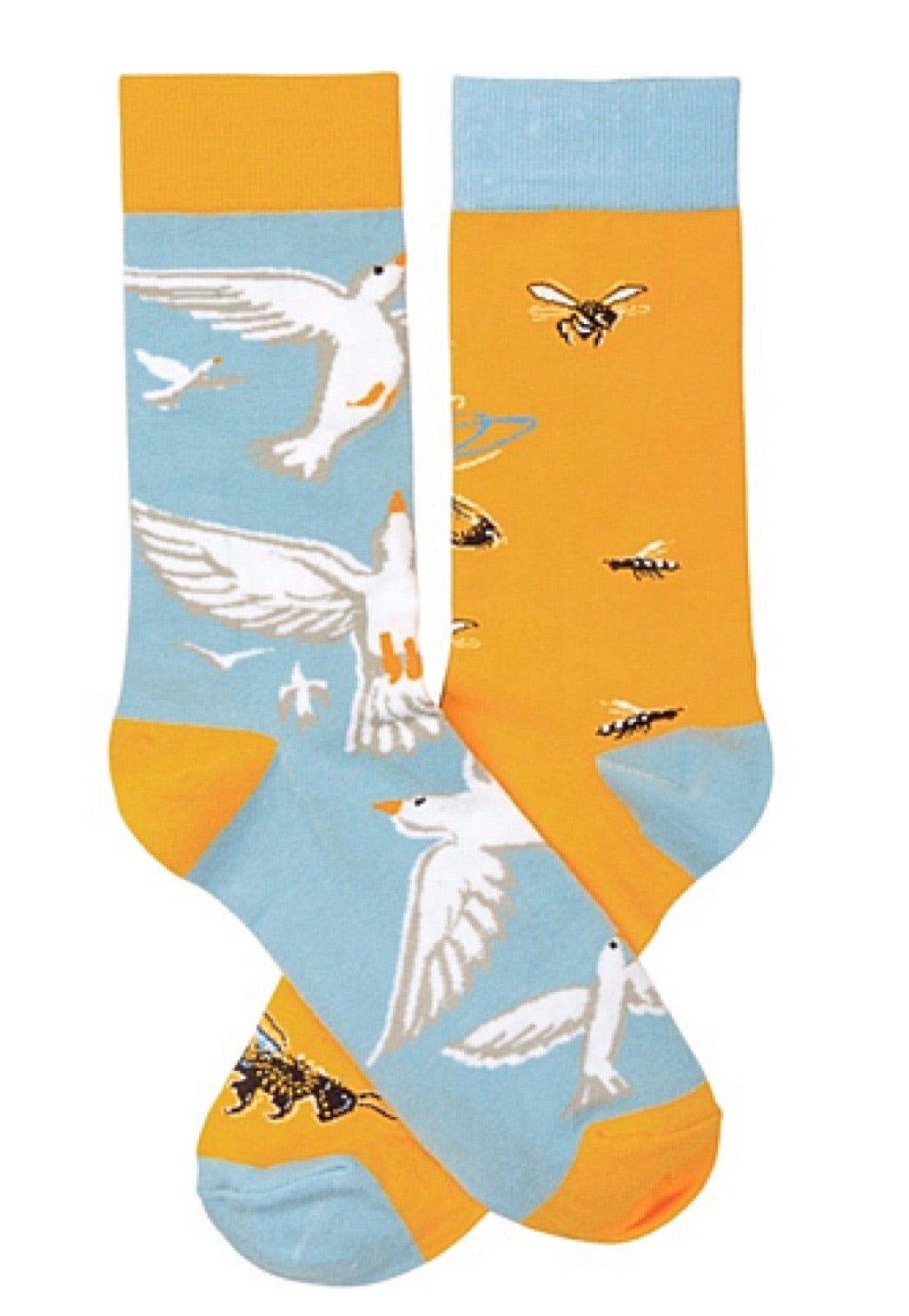 PRIMITIVES BY KATHY Unisex BIRDS & BEES Mismatched Socks - Novelty Socks for Less