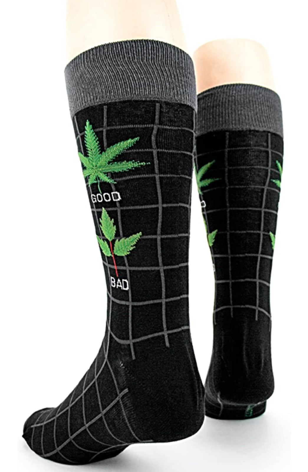 FOOT TRAFFIC Brand Men’s MARIJUANA Socks ‘GOOD WEED BAD WEED’ - Novelty Socks for Less