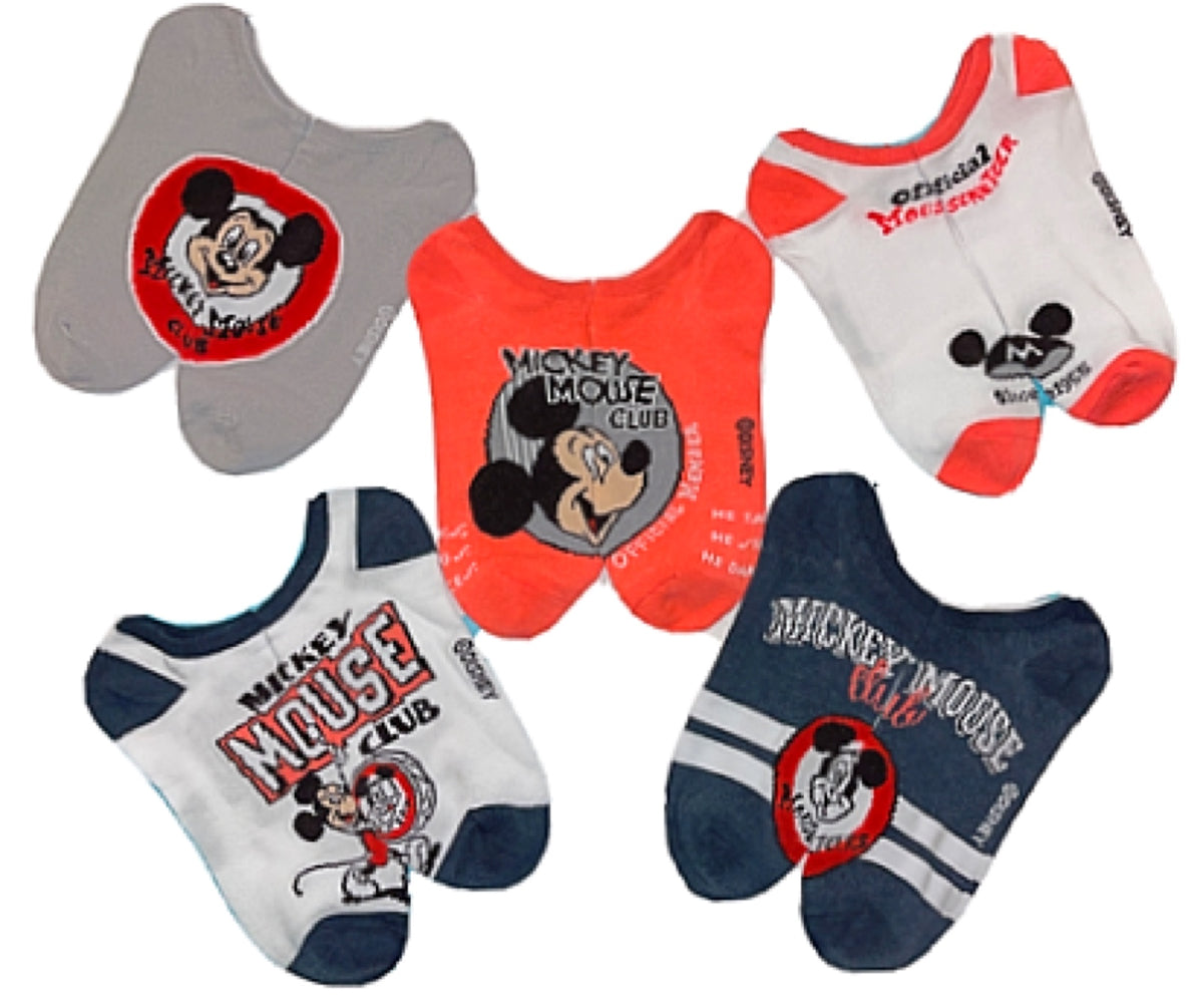 DISNEY Ladies 5 Pair Of MICKEY MOUSE CLUB No Show Socks ‘OFFICIAL MOUSEKETEER’ - Novelty Socks for Less