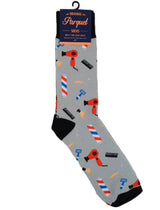 Parquet Brand Men’s Socks WITH BARBER SHOP PATTERN - Novelty Socks for Less