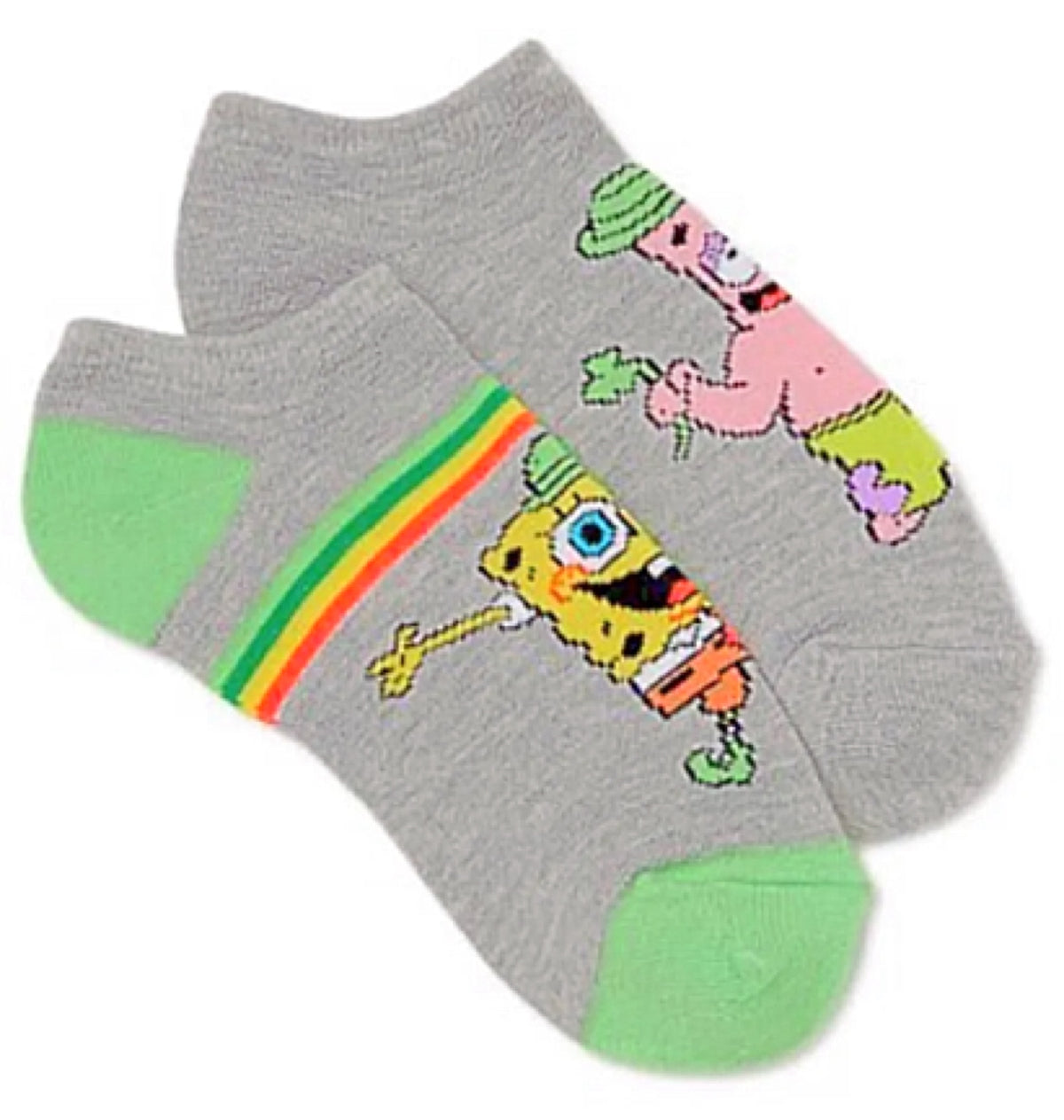 SPONGEBOB SQUAREPANTS LADIES 2 PAIR OF ST. PATRICK’S DAY NO SHOW SOCKS - Novelty Socks for Less
