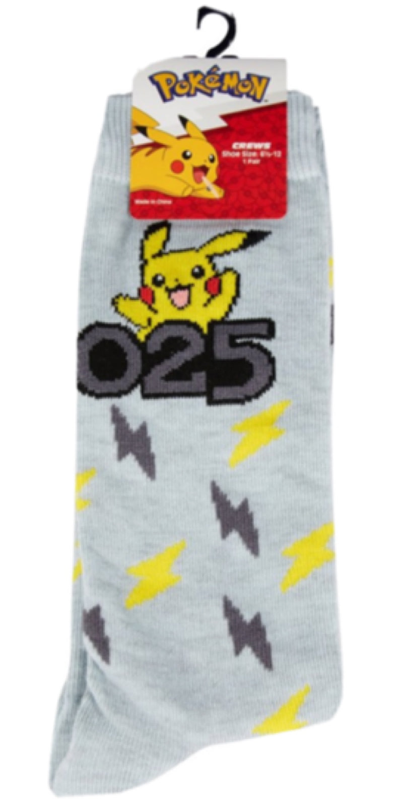 POKEMON Men’s PIKACHU 025 Socks With LIGHTENING BOLTS - Novelty Socks for Less