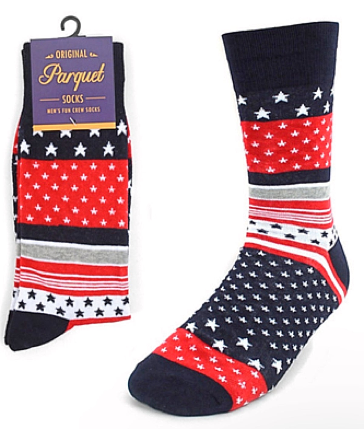 PARQUET BRAND MEN’S PATRIOTIC SOCKS RED, WHITE & BLUE - Novelty Socks for Less