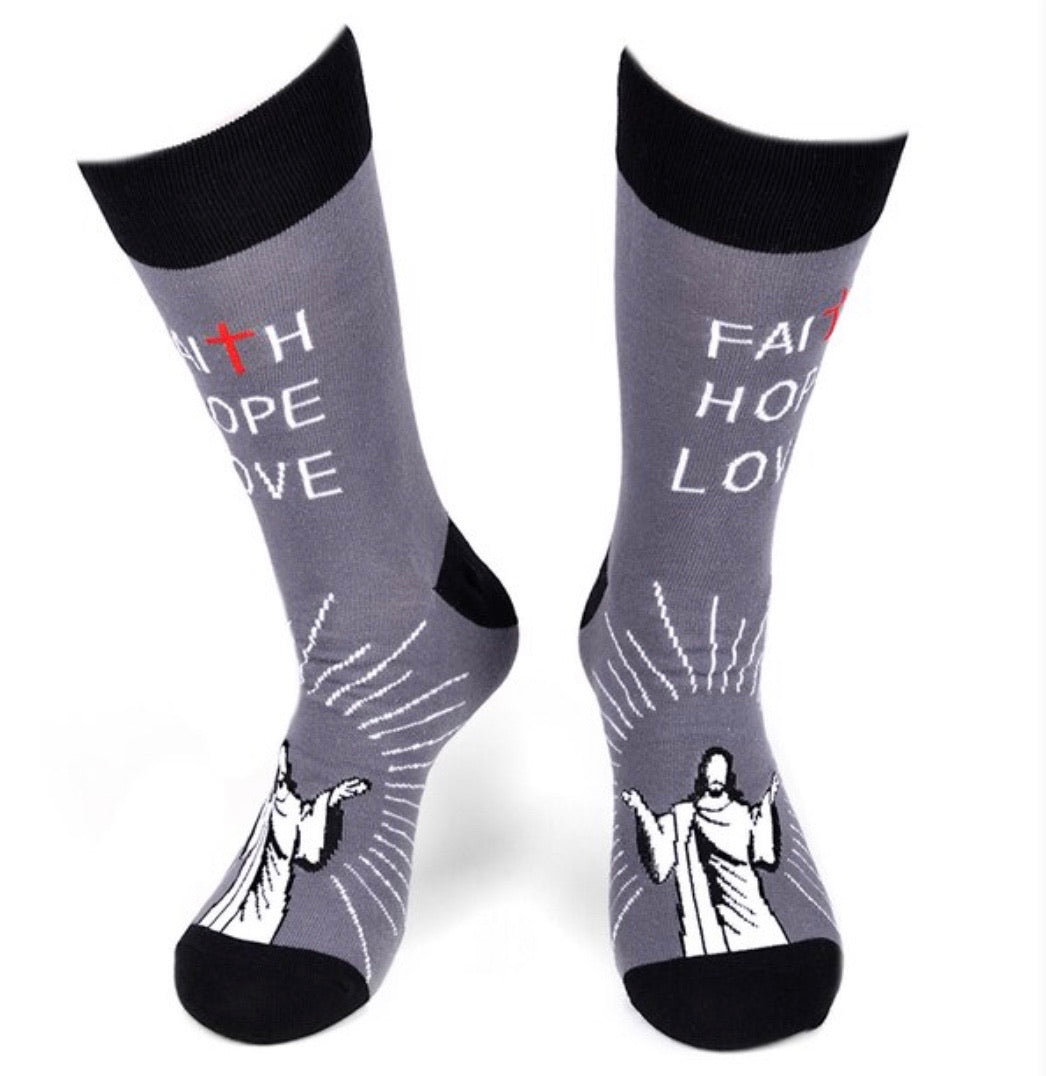 PARQUET BRAND Mens FAITH, HOPE, LOVE Socks - Novelty Socks for Less