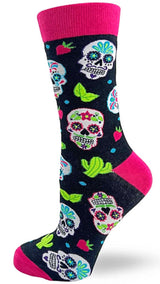 FABDAZ Brand Ladies SUGAR SKULL Socks ‘DAY OF THE DEAD’ - Novelty Socks for Less