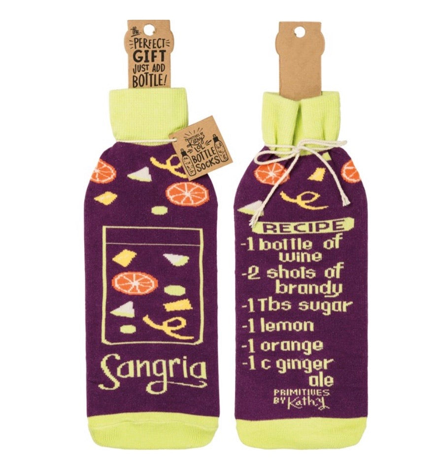 PRIMITIVES BY KATHY SANGRIA WINE BOTTLE SOCK - Novelty Socks for Less
