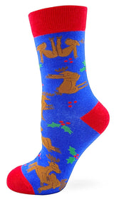 FABDAZ BRAND LADIES NAUGHTY DIRTY REINDEER CHRISTMAS SOCKS ‘REINDEER GAMES' - Novelty Socks for Less
