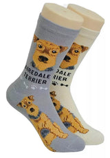 FOOZYS BRAND Ladies 2 Pair AIREDALE TERRIER Socks - Novelty Socks for Less