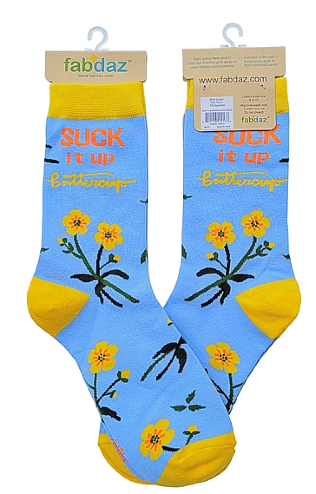 FABDAZ Brand Ladies SUCK IT UP BUTTERCUP Socks - Novelty Socks for Less