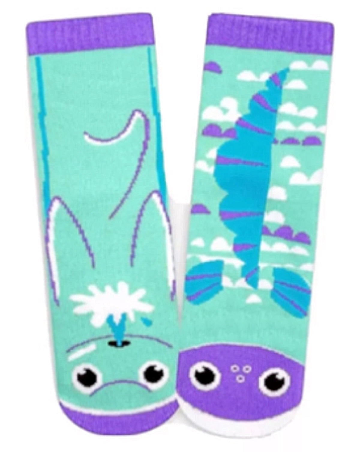 PALS SOCKS Brand Unisex DOLPHIN & FISH Mismatched Gripper Bottom Socks - Novelty Socks for Less