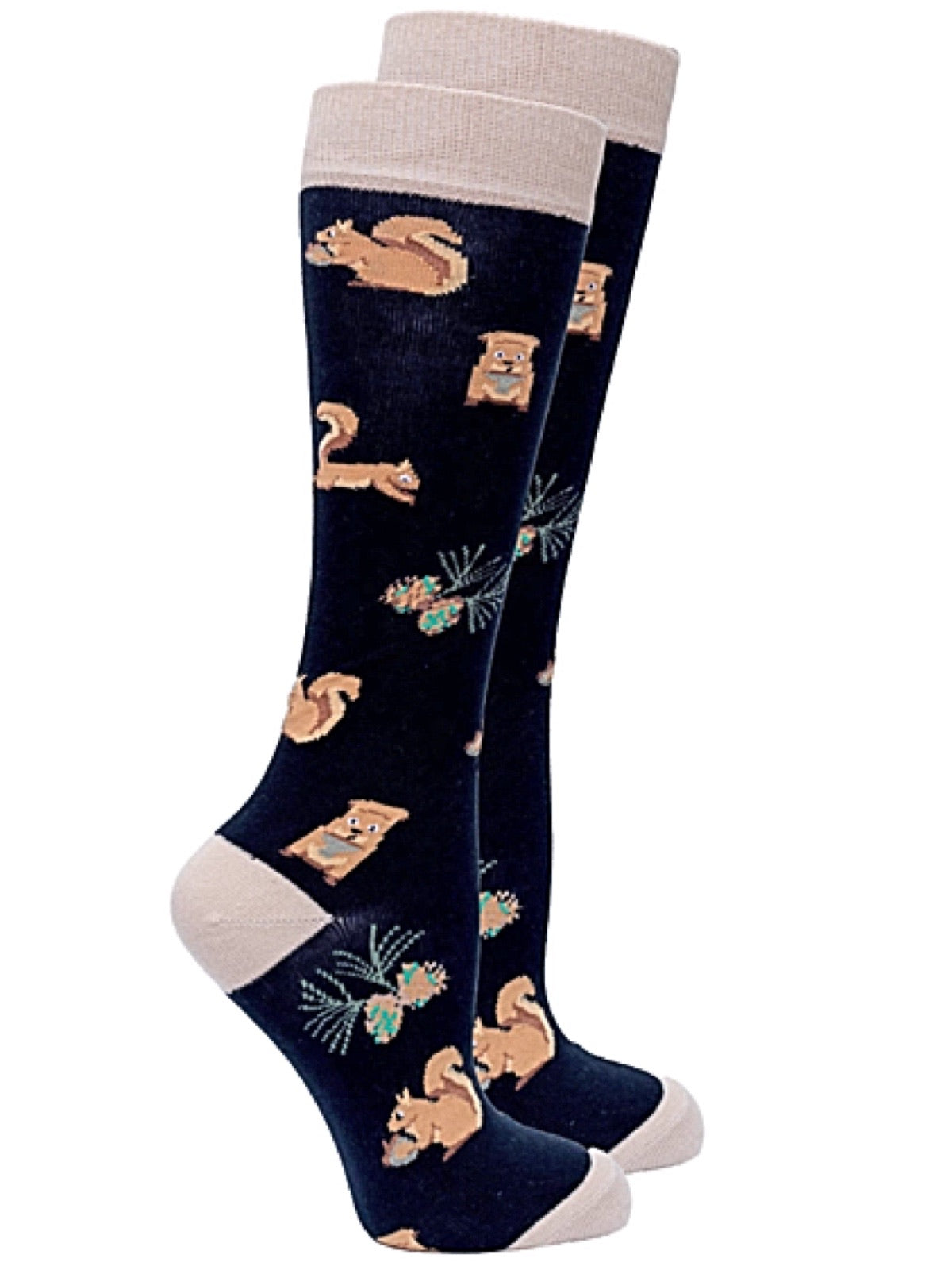 SOCKS N SOCKS Brand Ladies SQUIRREL KNEE HIGH Socks - Novelty Socks for Less