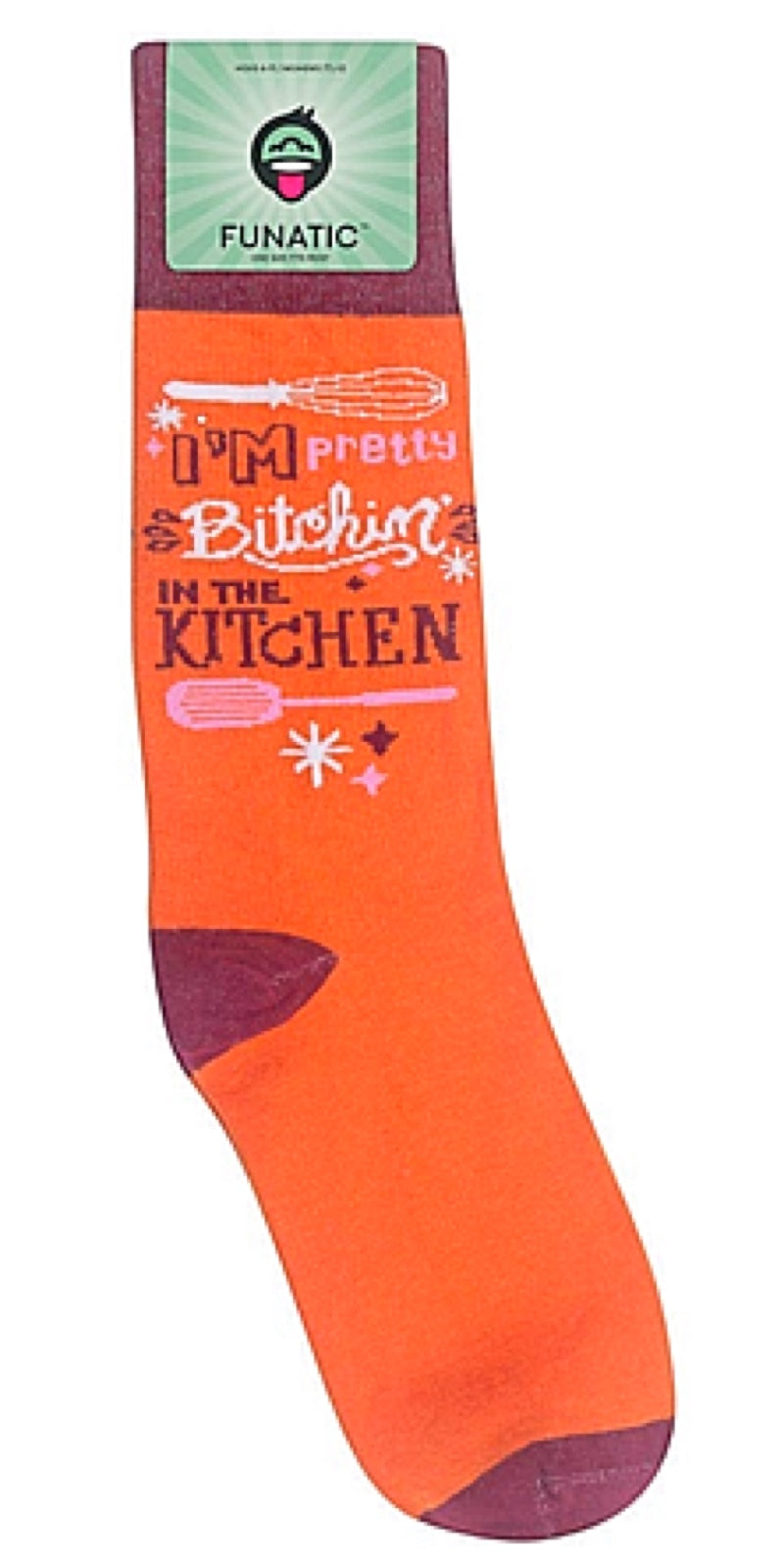 FUNATIC BRAND Unisex Socks ‘I’M PRETTY BITCHIN’ IN THE KITCHEN’ - Novelty Socks for Less