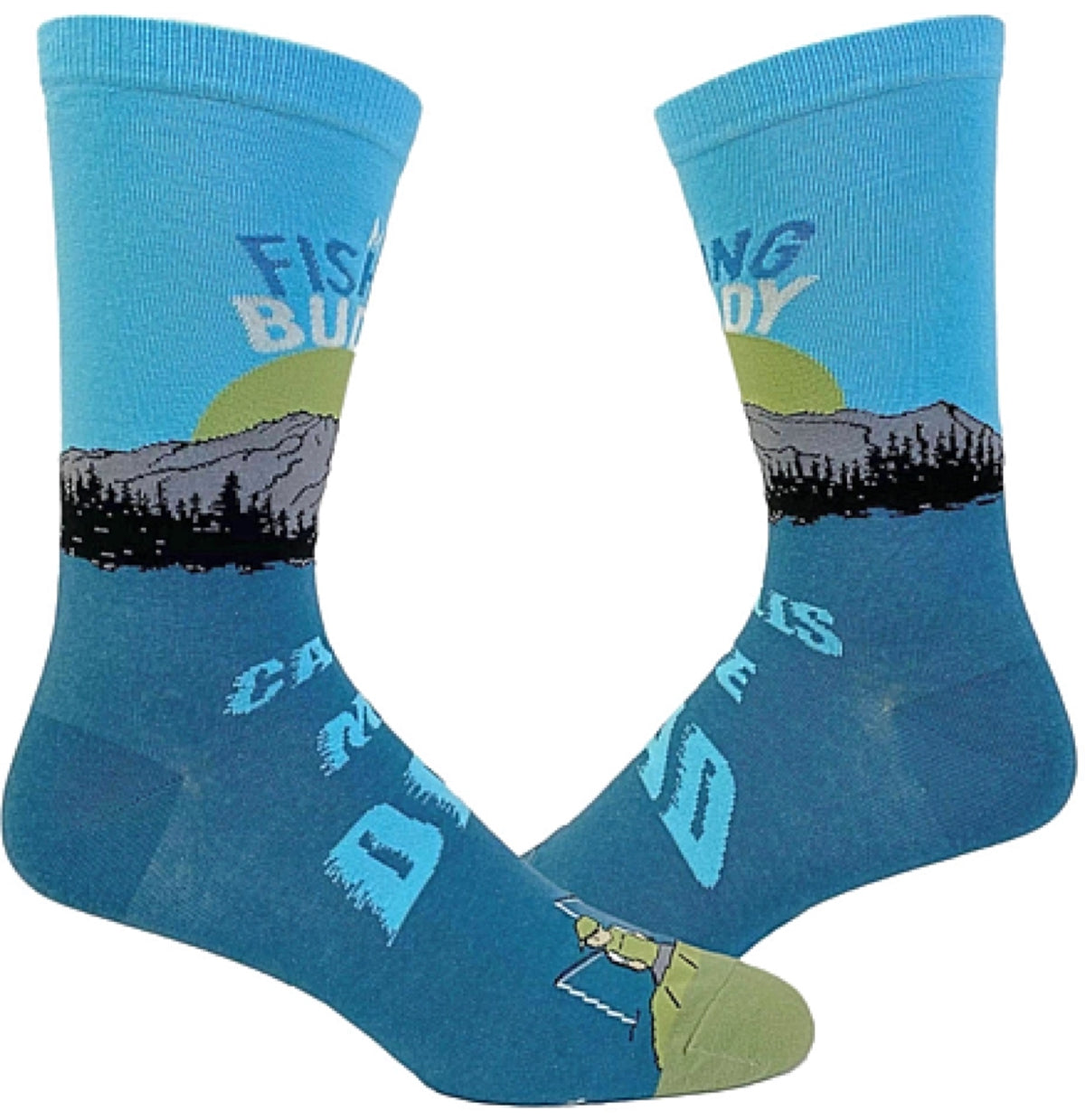 CRAZY DOG BRAND MEN’S FISHING SOCKS ‘MY FISHING BUDDY CALLS ME DAD’ - Novelty Socks for Less