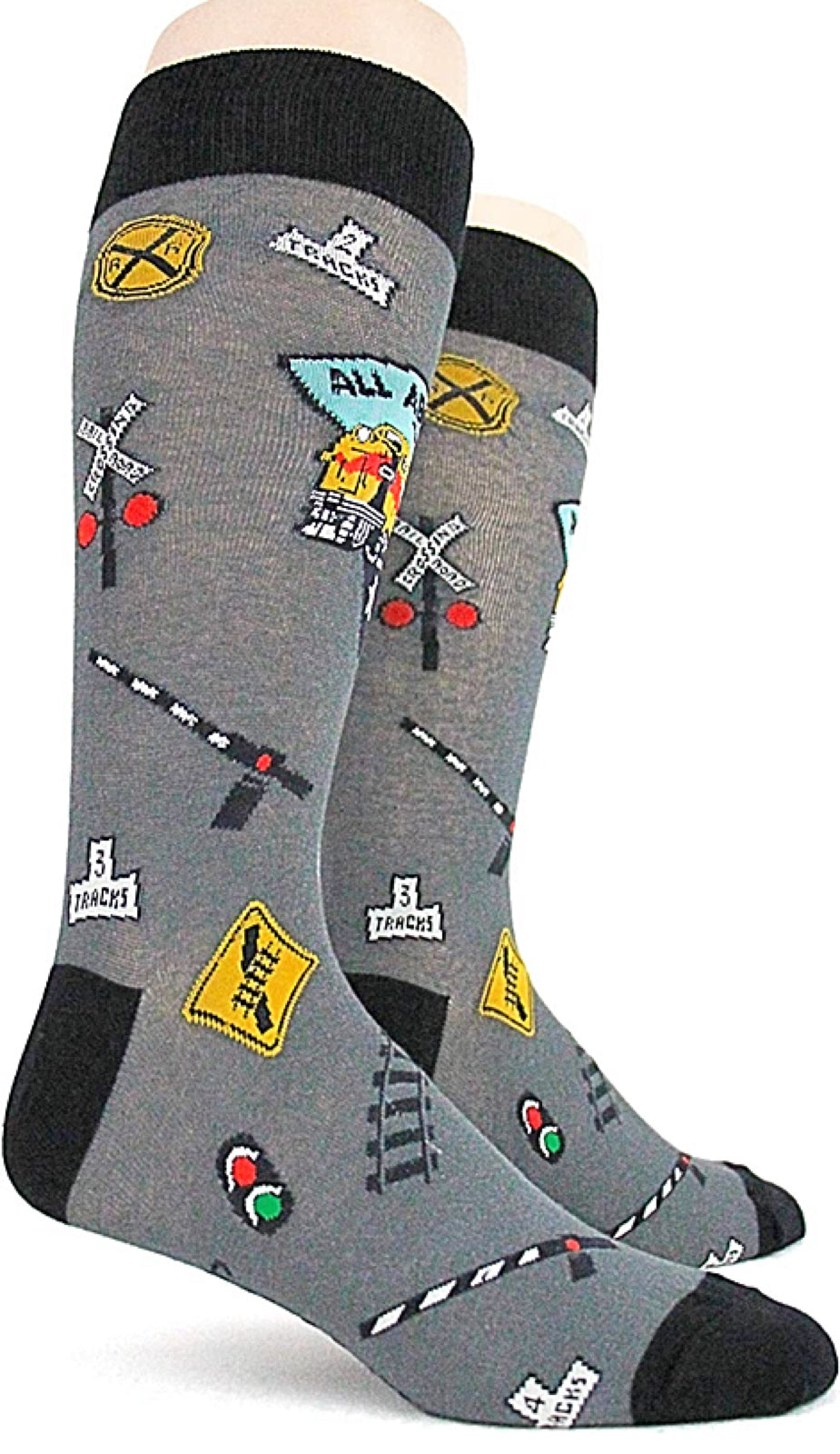 FOOT TRAFFIC Mens RAILROAD/TRAIN Socks - Novelty Socks for Less
