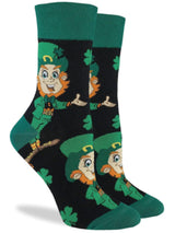 GOOD LUCK SOCK LADIES SAINT PATRICKS DAY SOCKS LEPRECHAUN & SHAMROCKS - Novelty Socks for Less