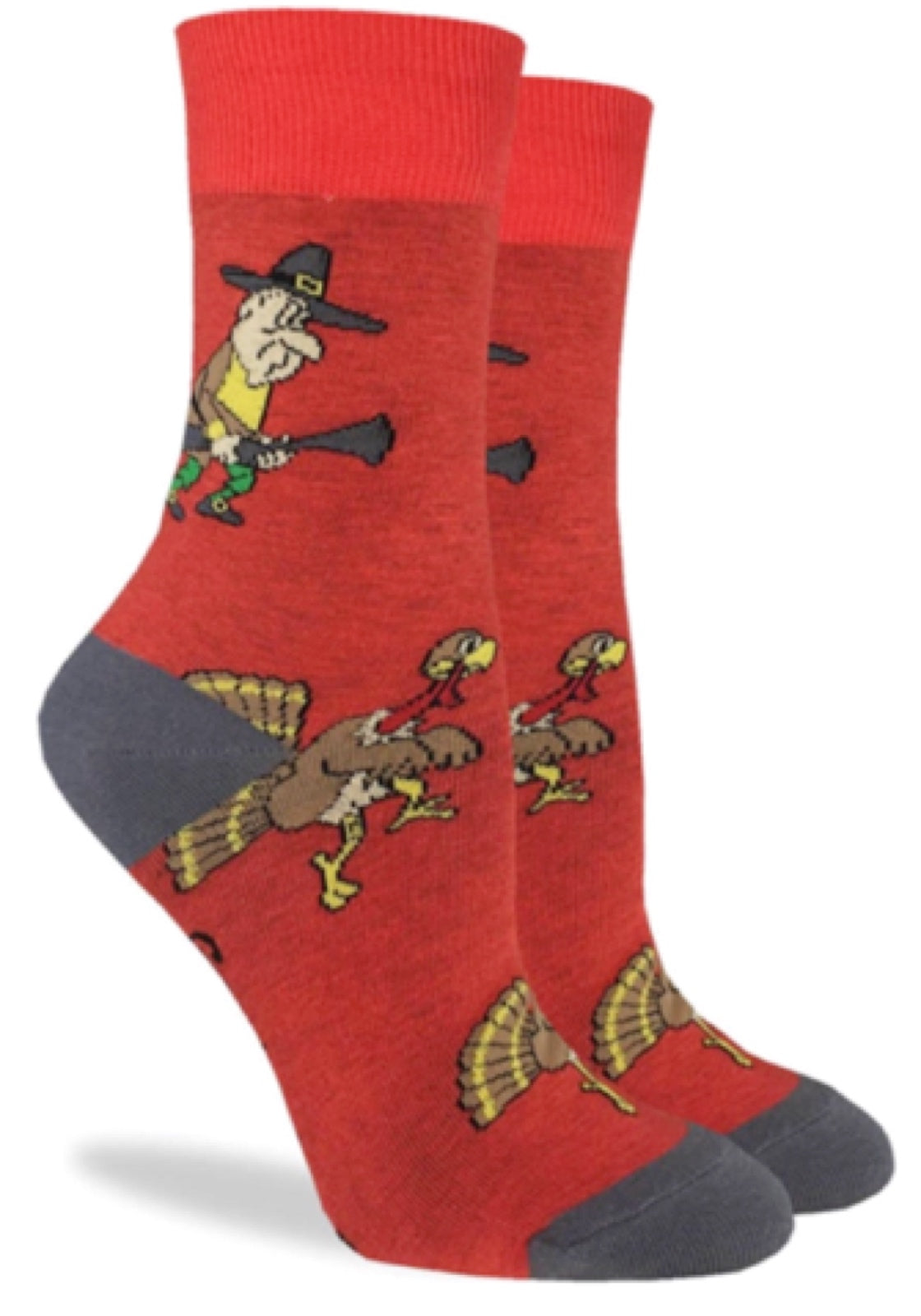 GOOD LUCK SOCK Brand Ladies THANKSGIVING TURKEY HUNT - Novelty Socks for Less