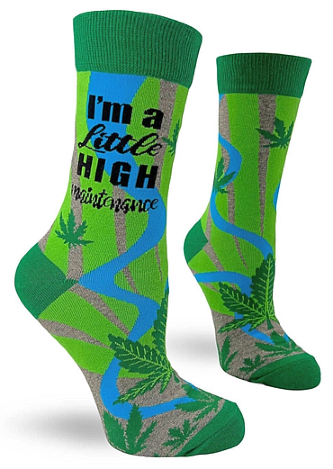 FABDAZ BRAND LADIES MARIJUANA SOCKS ‘I’M A LITTLE HIGH MAINTENANCE’ - Novelty Socks for Less