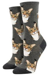 SOCKSMITH Brand Ladies CAT Socks ‘BOOP’ (Choose Color) - Novelty Socks And Slippers