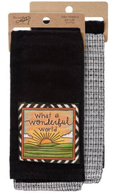 Primitives By Kathy WHAT A WONDERFUL WORLD 2 Kitchen Tea Towels - Novelty Socks And Slippers