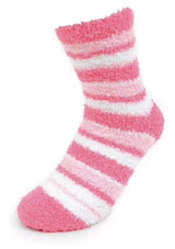 NOLLIA Brand Ladies 3 Pair Of Striped Warm & Fuzzy Socks - Novelty Socks And Slippers
