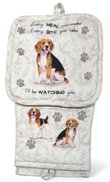 DOG & CAT 3 Piece Oven Mitt & Tea Towel Set By E&S Pets (CHOOSE BREED) - Novelty Socks And Slippers
